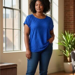 Liz Claiborne Vibrant Blue Short Sleeve Top XL